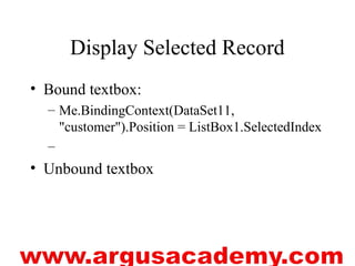 VISUAL BASIC .net data accesss vii | PPS