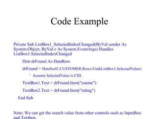 VISUAL BASIC .net data accesss vii | PPS