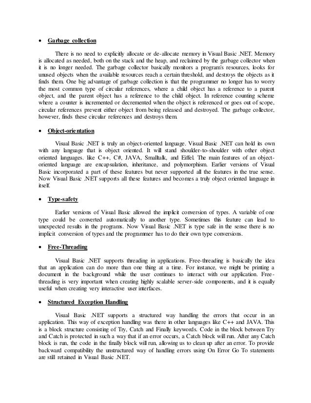 Vb Net Class Notes