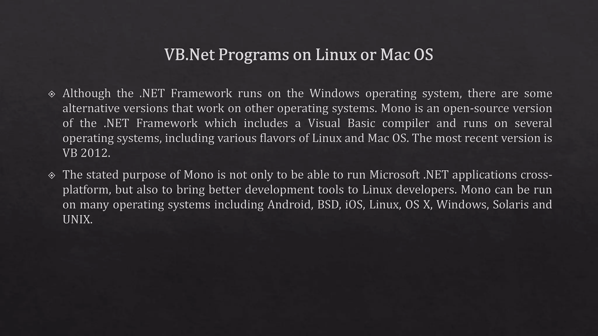 Vb.net and .Net Framework | PPTX