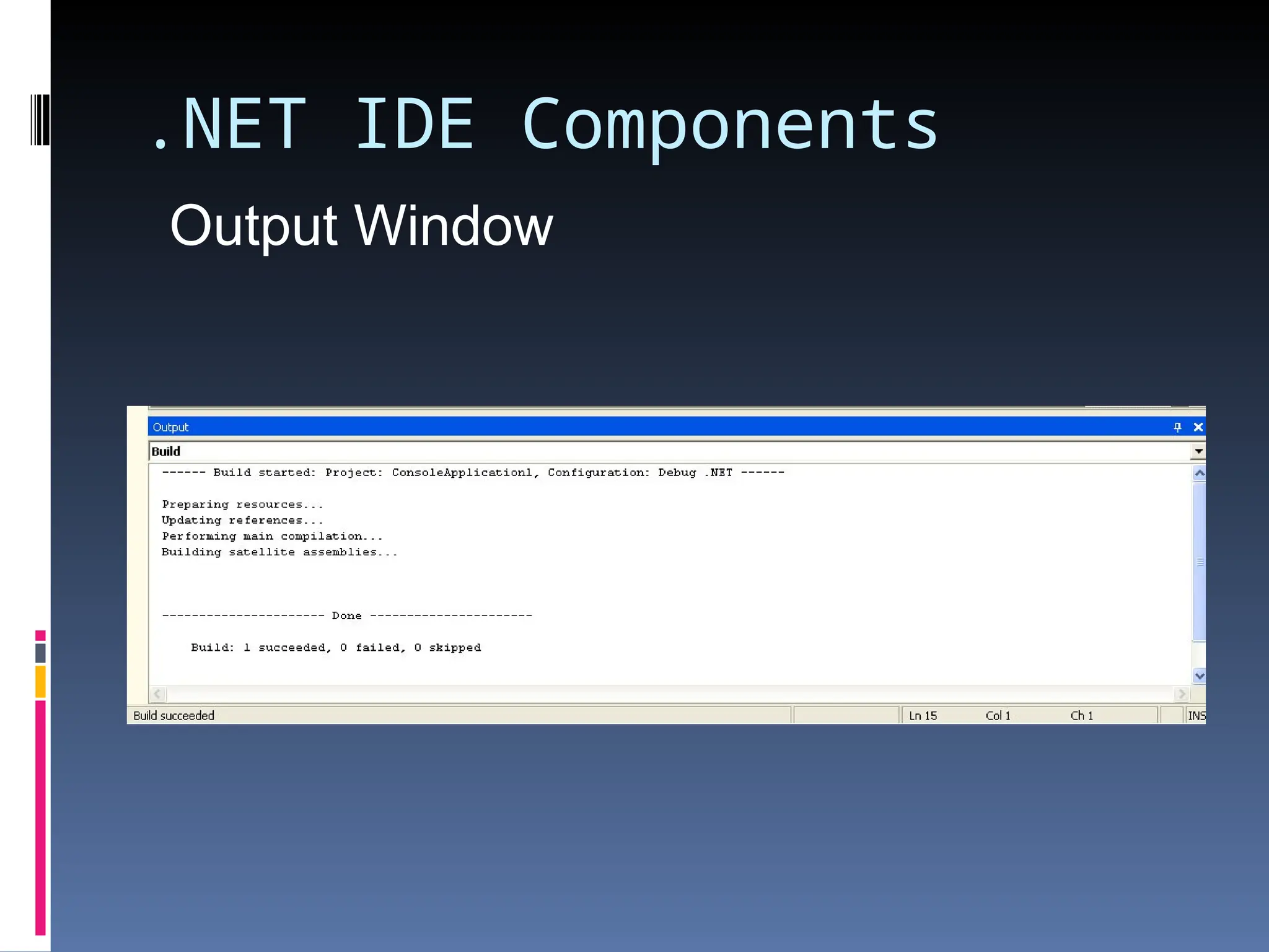 .NET IDE Components Output Window 