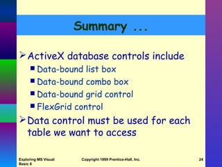 ADO Controls - Database Usage from Exploring MS Visual Basic 6.0 Book | PPT