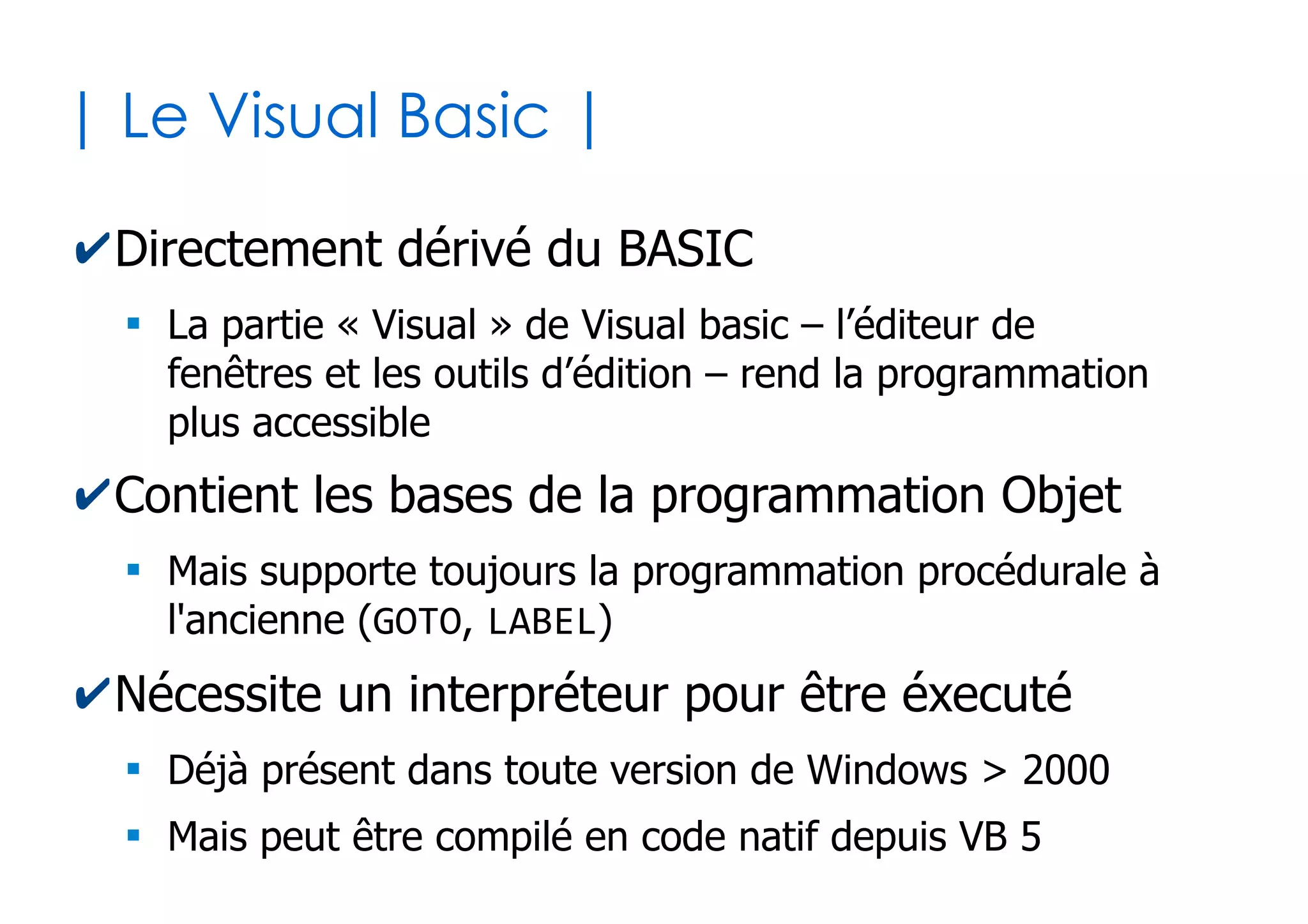 5
| Bénéfices du VBA Excel |
✔Gain de productivité
●
Réaliser en quelques secondes ce qui prendrait des
heures à la main
✔Cohérence des données
●
Les mêmes traitements seront appliqués de manière
systématisée sur les données
✔Performance
●
Lorsque vous avez des milliers de lignes et des
formules, il est conseillé d'appliquer les formules sur les
nouvelles données via VBA et les copier en simples
valeurs
 