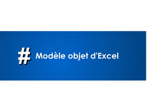 37
| Accesseurs et mutateurs |
✔Le VB gère explicitement les méthodes dites «
accesseurs » et « mutateurs »
●
Accesseur : fonction destinée exclusivement à récupérer
la valeur d'une propriété (mode lecture)
●
Mutateur : procédure destinée exclusivement à affecter
une valeur à une propriété (mode écriture)
Private nom as String
Public Property Get Nom() As String
Nom = UCase(Me.nom)
End Property
Public Property Let Nom(n as String)
Me.nom = n
End Property
Classe « Client »
 