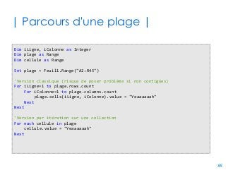 85
| Open Data & Services Web |
Function VILLESELONCODEPOSTAL(CP as String) as String
Dim URL As String
Dim httpRequest As Object
Dim jsonResult As String
Dim lFirstChar, lLastChar As Long
'URL d'un service web gratuit de conversion CP->Ville
URL = "http://www.cp-ville.com/cpcom.php?cpcommune=" & CP
Set httpRequest = CreateObject("MSXML2.XMLHTTP.6.0")
httpRequest.Open "GET", URL, False
httpRequest.Send
jsonResult = httpRequest.responseText
'Parsing JSON très rudimentaire, mais qui marche :-P
lFirstChar = InStr(jsonResult, "{""ville"":") + 10
lLastChar = InStr(lFirstChar, jsonResult, ",") - 1
VilleSelonCodePostal = Mid$(jsonResult, lFirstChar, lLastChar - lFirstChar)
End Function
 