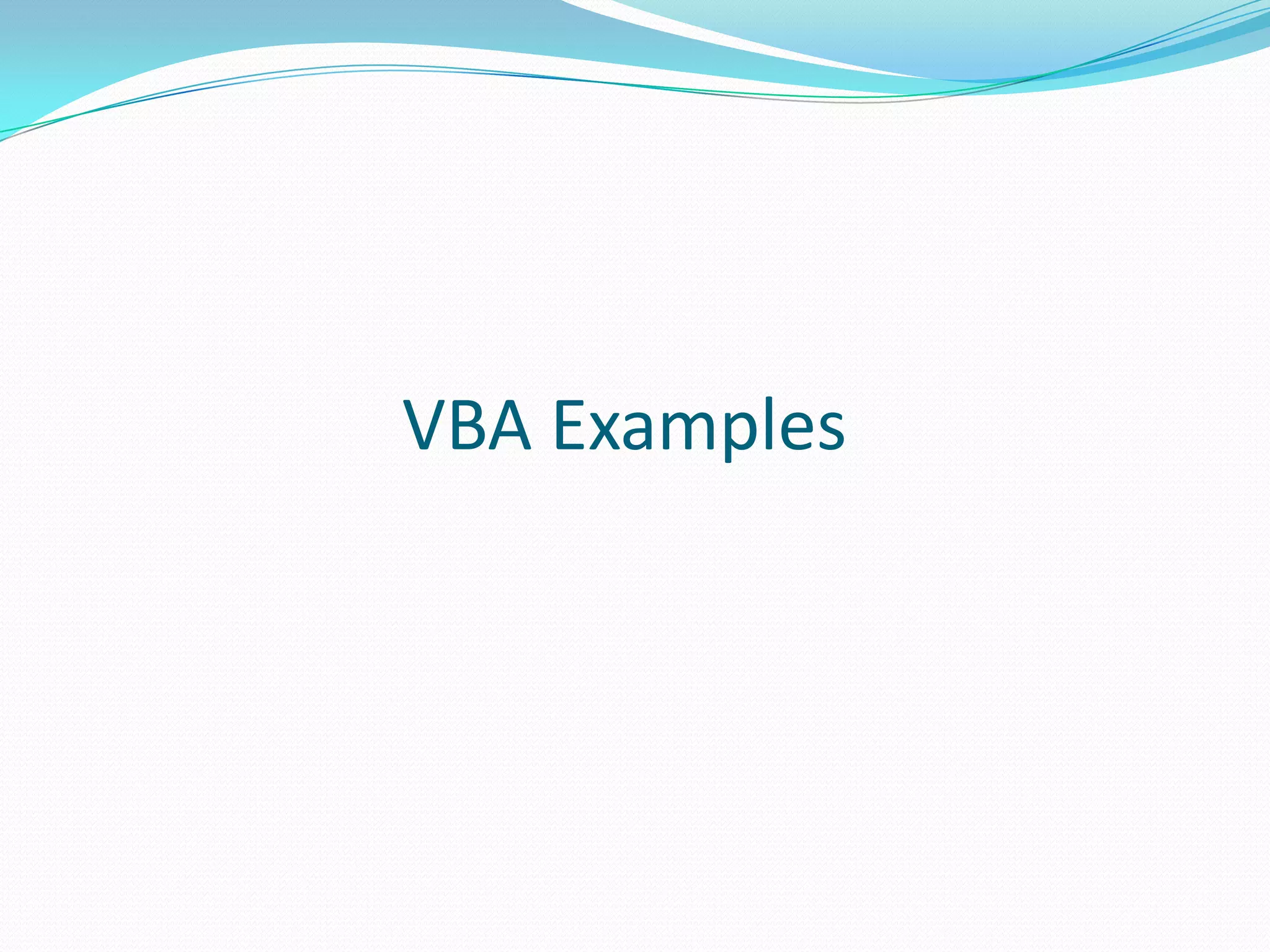 VBA Examples
 