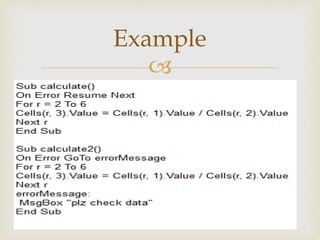 Vba introduction | PPTX