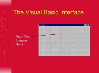 The Visual Basic Interface
Draw Your
Program
Here!
 