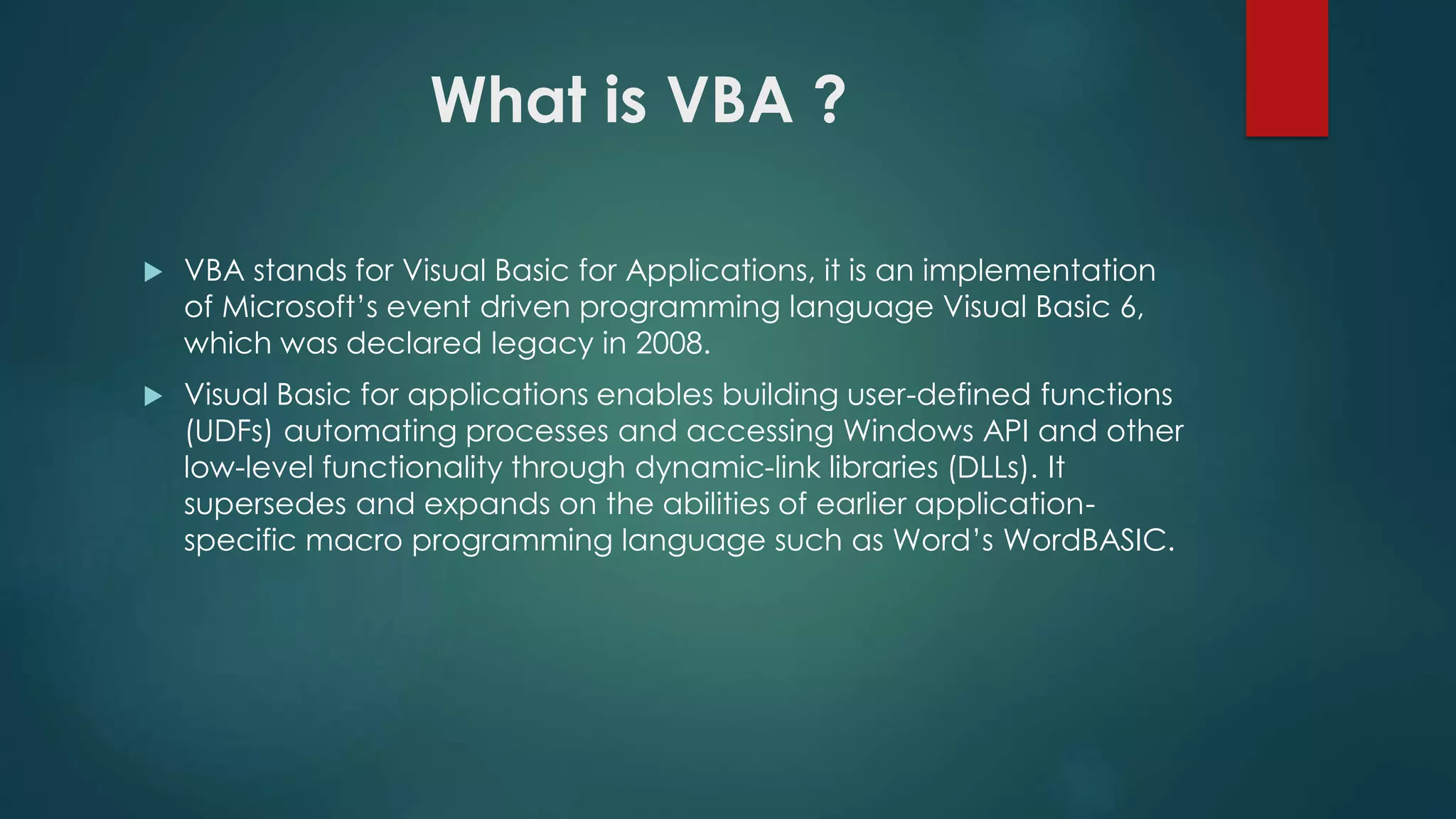 VBA Training in Delhi-Noida | PPT