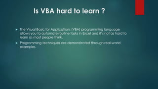 VBA Training in Delhi-Noida | PPT