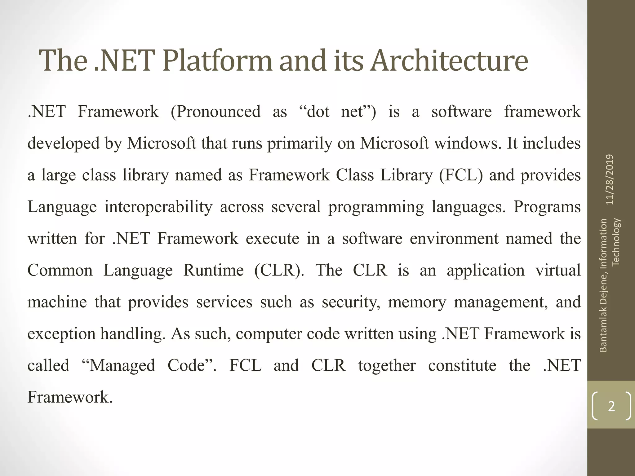 introduction to .net