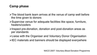 Voluntary blood donation camp for Transfusion Medicine professionals | PPTX