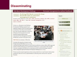 Effective communication of research for development: Experiences from NBDC and other horizons