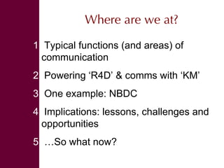 Effective communication of research for development: Experiences from NBDC and other horizons