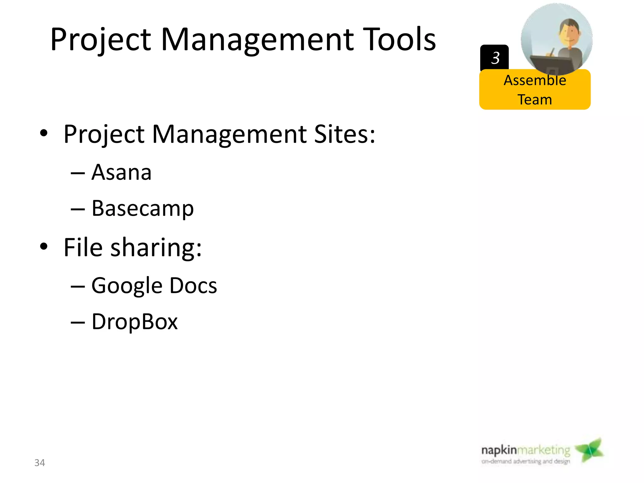 Asana.com Project
Management
3
Assemble
Team
34
 