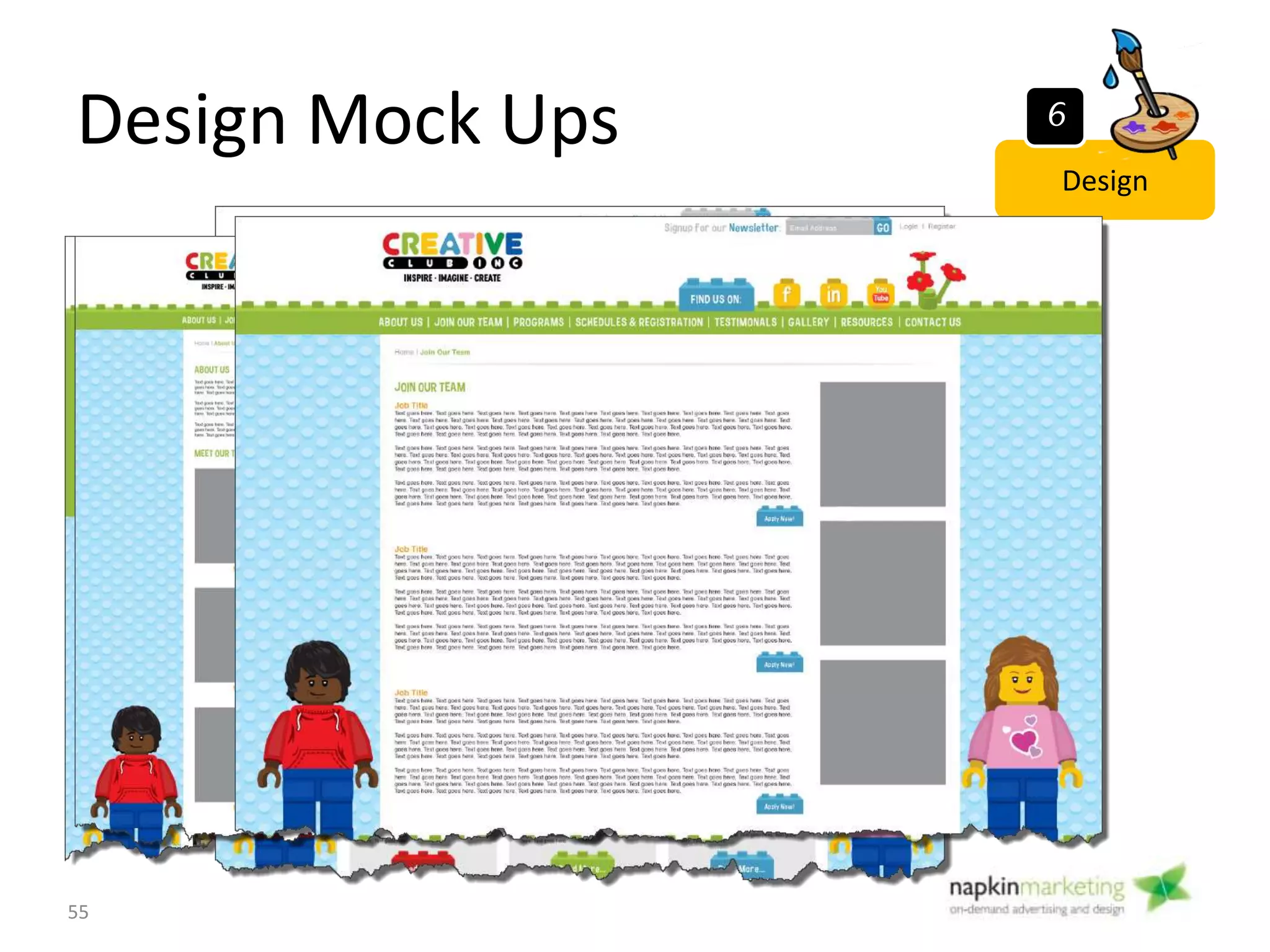 Design Trends: “Windows 8
Style” Colour Blocking
55
Design
6
Rotating image
panel
Squares open to
different sections
 