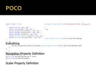 Class Definition
Scalar Property Definition
Navigation Property Definition
Everything
 