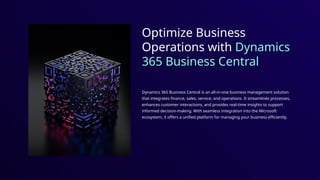 Simplify Business Operations with Dynamics 365 Business Central | PPTX