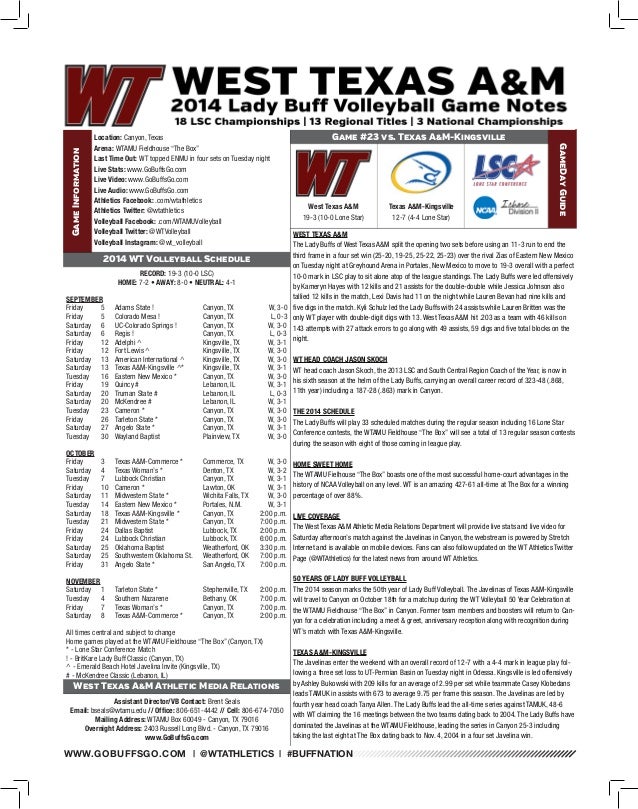 WT Volleyball Game Notes 1016