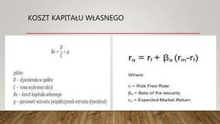 KOSZT KAPITAŁU WŁASNEGO
 