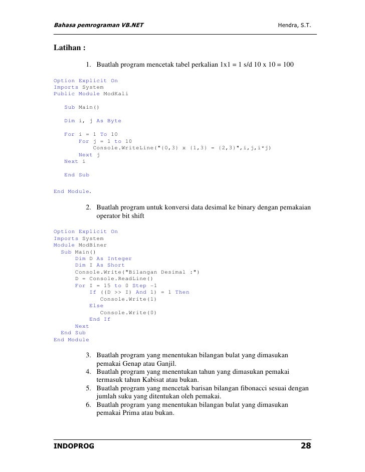 Pemrogaman Visual Basic.NET (Modul 1)