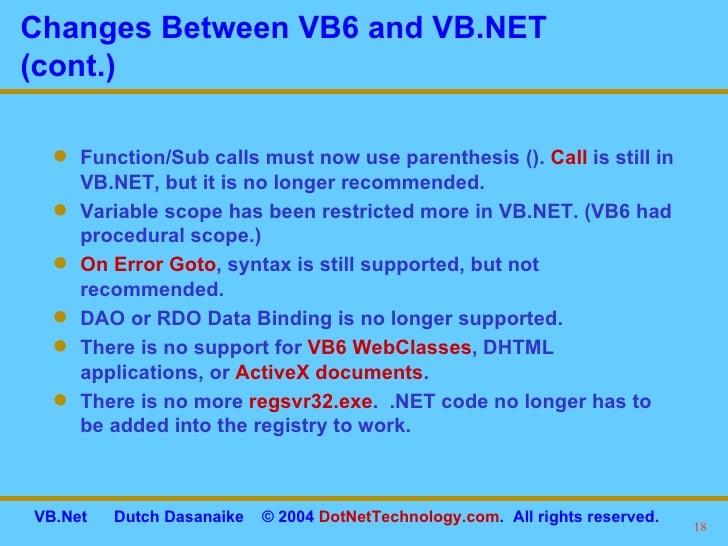 VB.NET Language features