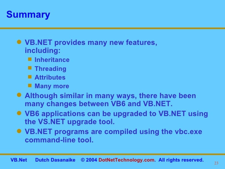 VB.NET Language features