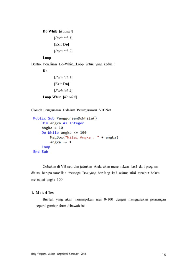 Part 6 - Struktur Kontrol di Visual Basic .Net