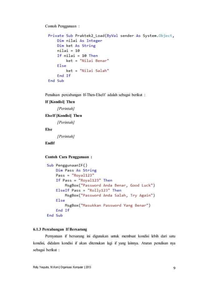 Part 6 - Struktur Kontrol di Visual Basic .Net