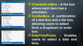 Visual Basic 2022 Toolbox: Common Controls | PPTX