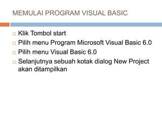 konsep pemrograman Visual Basic | PPTX