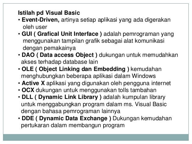 Konsep pemrograman Visual Basic