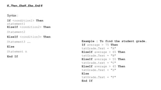 Vb Example If VB ppt4 - Control Structures(Conditional statements).pptx
