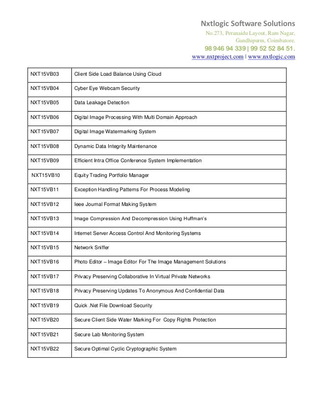 Project Titles with Abstracts