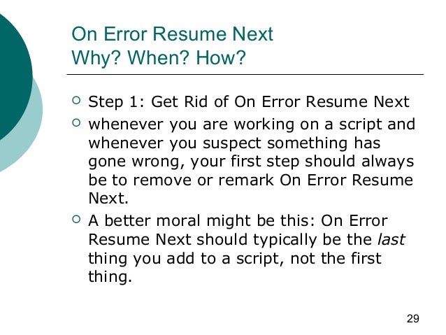 vbscript on error resume next resume ideas vbscript on error resume next resume ideas