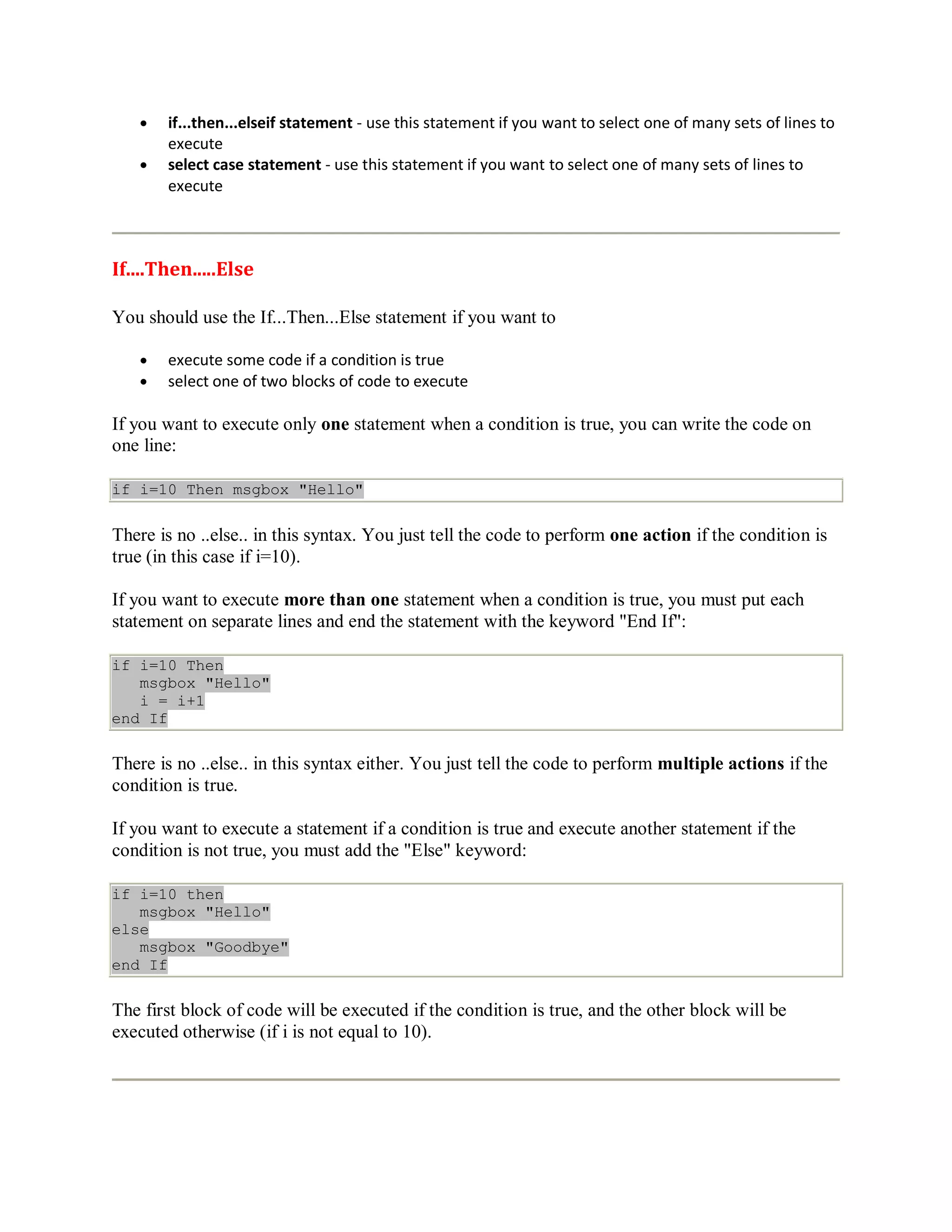 Vb script tutorial | PDF
