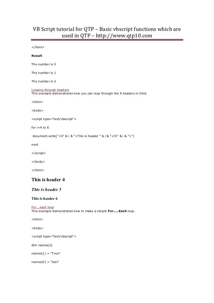 Vbscript Tutorial