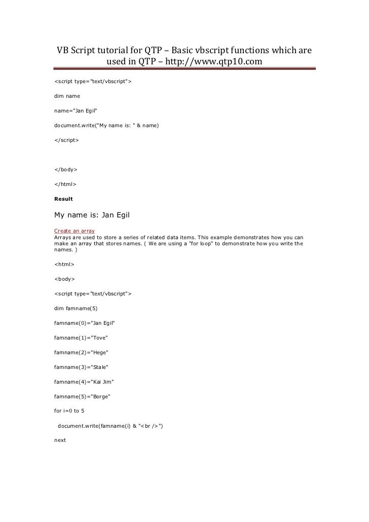 visual basic scripting tutorials visual basic scripting tutorials