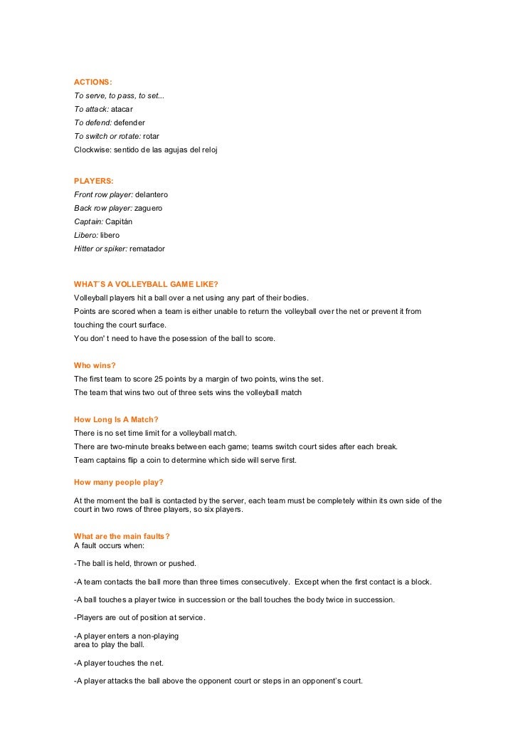 Volleyball notes 4ESO