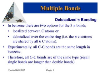 Prentice Hall © 2003Chapter 9Multiple Bonds-Bonds: electron density lies on the axis between the nuclei.