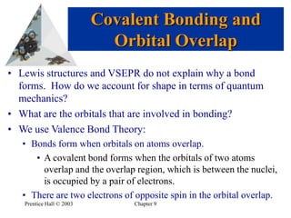 Prentice Hall © 2003,[object Object],Chapter 9,[object Object],Covalent Bonding and Orbital Overlap,[object Object],[object Object]