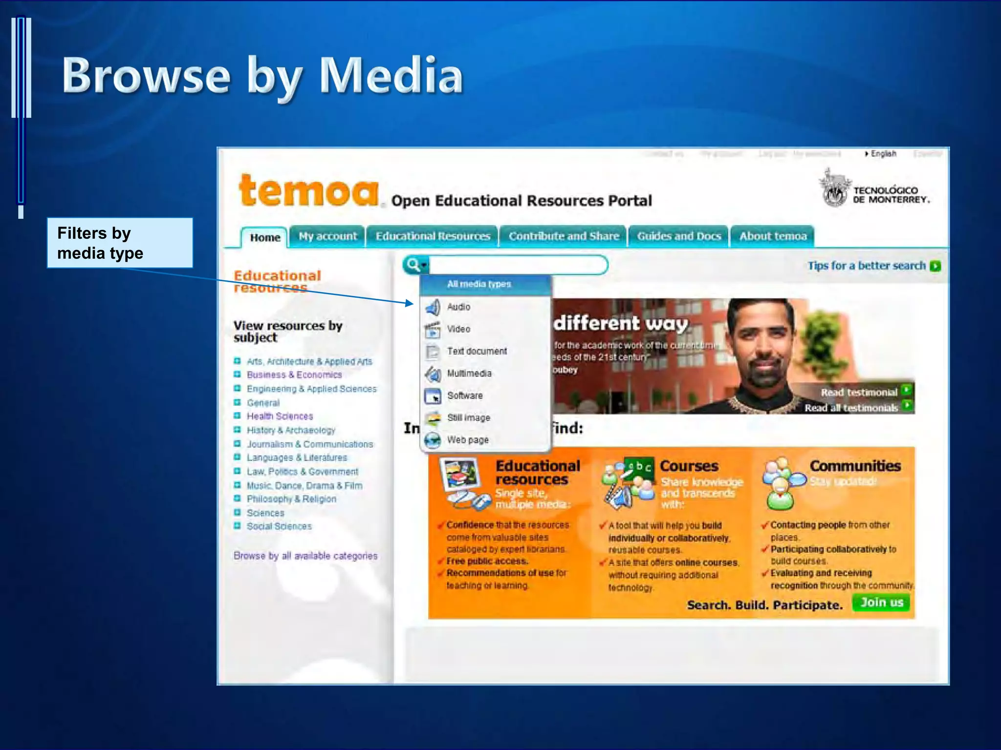 Filters by
media type
 