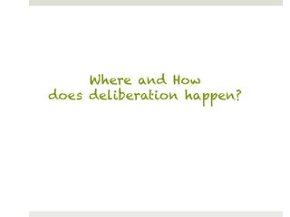 Where and How
does deliberation happen?
 