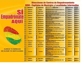 Centros de  Empadronamiento en Bolivia - Elecciones 2014