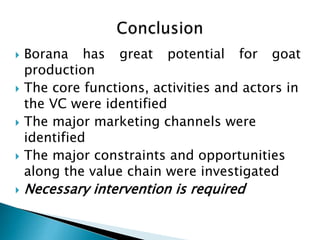 Goat value chains in Yabelo district of Borana zone, Ethiopia: Results of a rapid value chain assessment 