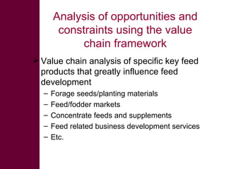 What does value chain assessment mean from the feed perspectives?