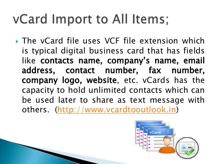 vCard to Outlook Importer