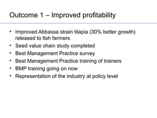 Egypt Aquaculture Value Chain Component Situation Report 2012