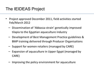 Egypt Aquaculture Value Chain Component Situation Report 2012