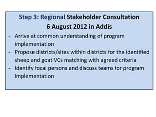 Ethiopia Small Ruminants Value Chain Component Situation Report 2012